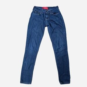 Akira Chicago Skinny Jeans Women Size 0 Dark Wash Blue Excellent Mid Rise‎ Denim